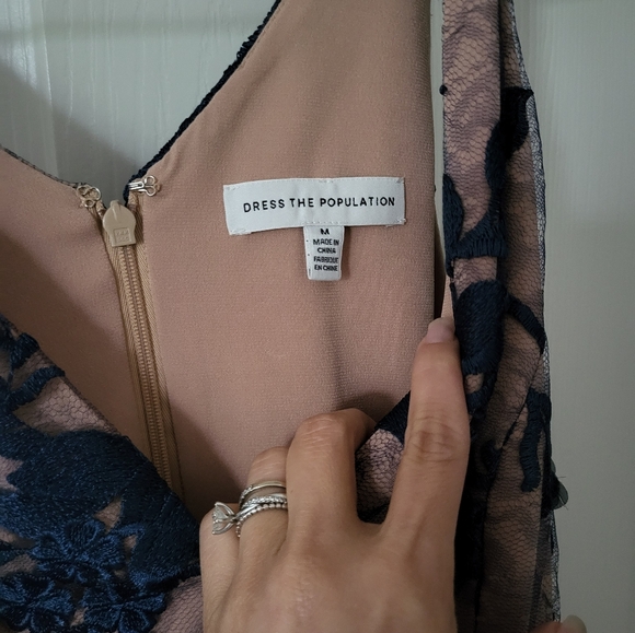 Dress the Population Navy and Nude Midi Dress - Picture 2 of 5